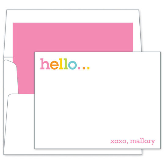 Rainbow Hello Flat Note Cards